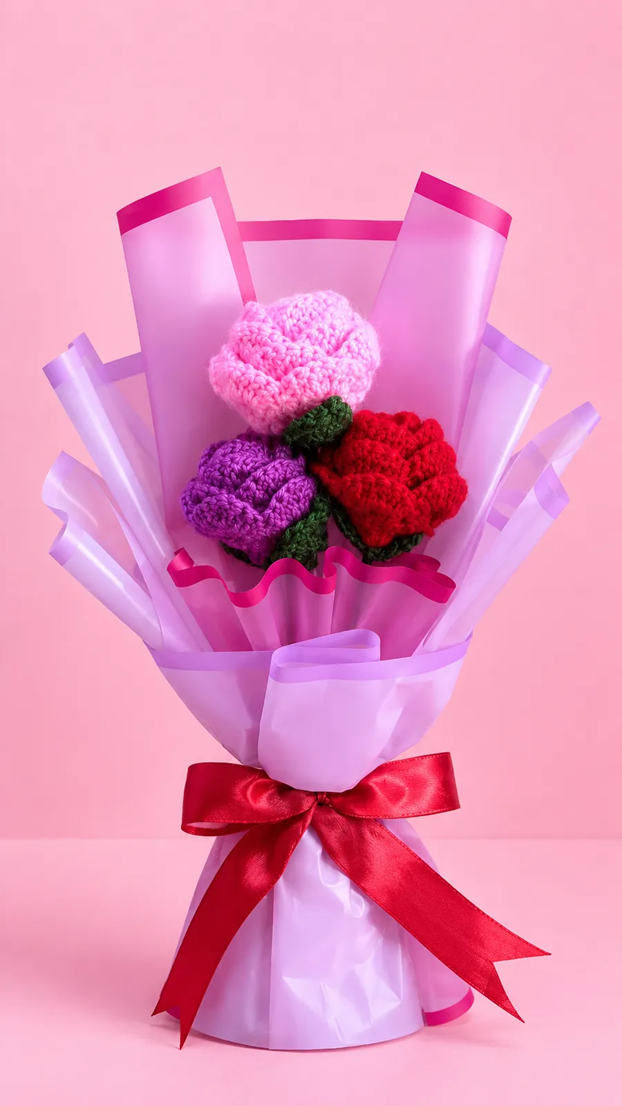 Tricolor Crochet Rose Bouquet